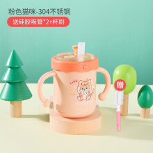 曲靖市bc babycare普迪仔保温杯儿童水杯不锈钢保温杯宝宝吸管水杯外出携带 霸王龙托比-450ml（科洛玫）